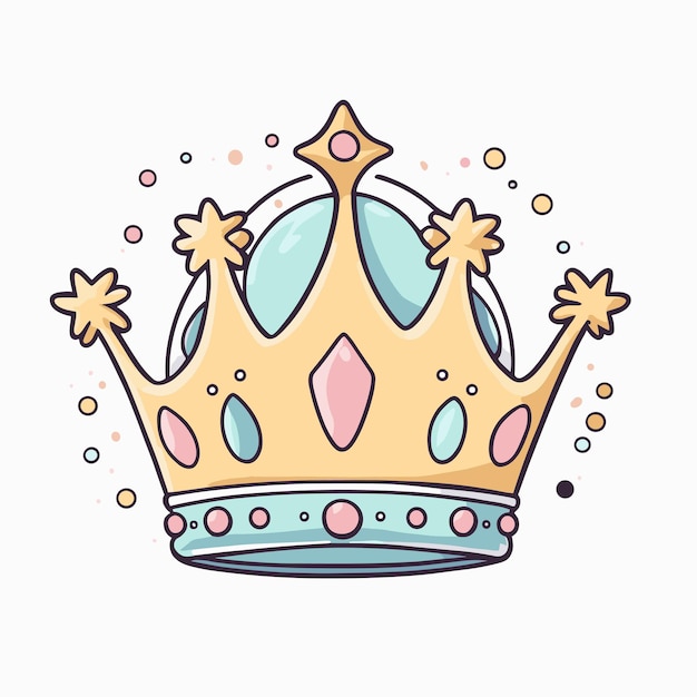 Ilustración de la corona estilo de dibujos animados kawaii