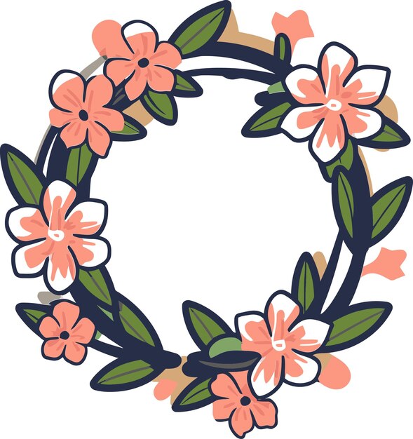 Ilustración de la corona de flora estacional de la variedad botánica Vector Wreath ArtDigital