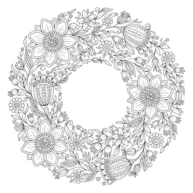 Ilustración de corona floral