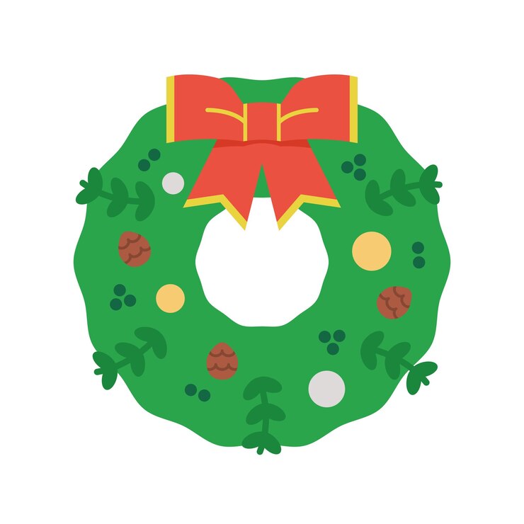 Vector ilustración de la corona de navidad sobre fondo blanco arte de clip vectorial plano
