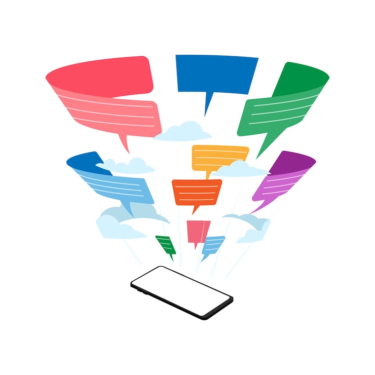Vector ilustración de correo de mensaje de chat de teléfono inteligente