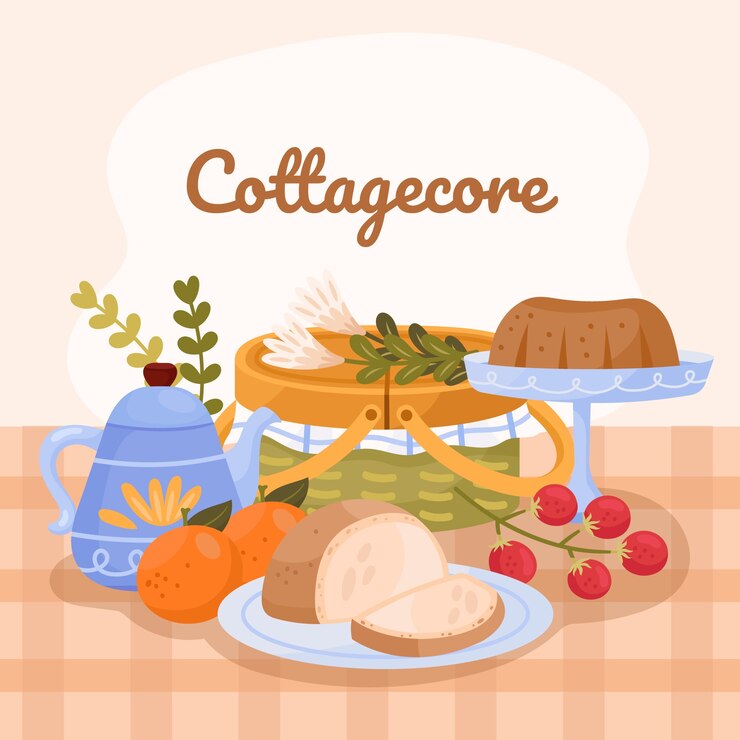Vector ilustración de cottage core dibujada a mano