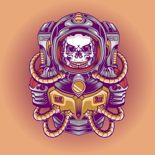 Ilustración de cráneo de astronauta