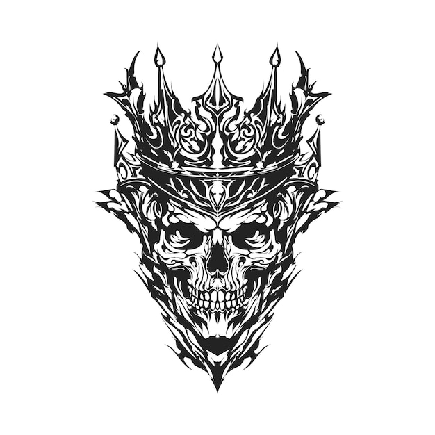 Ilustración cráneo en blanco y negro