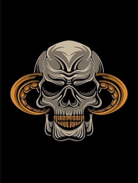 Ilustración de cráneo de cuerno de cabra vectorial