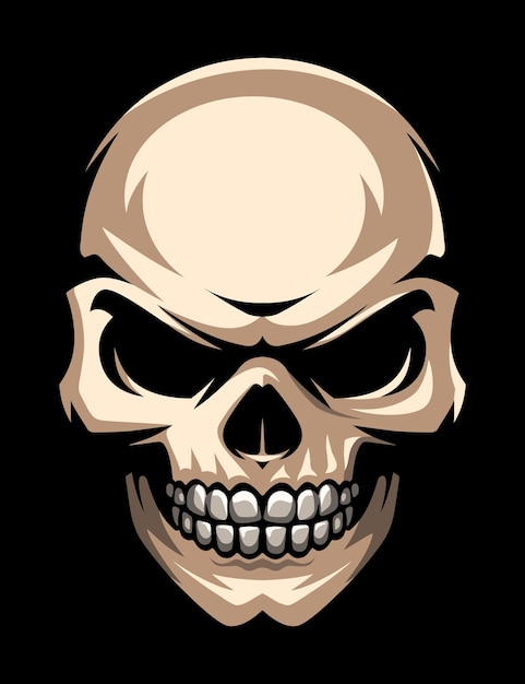 Vector ilustración de cráneo humano. símbolo pirata, jolly roger. etiqueta engomada de víspera de todos los santos. estampado de camiseta.
