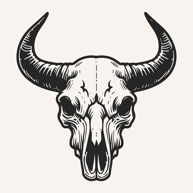 Ilustración de cráneo de toro vintage