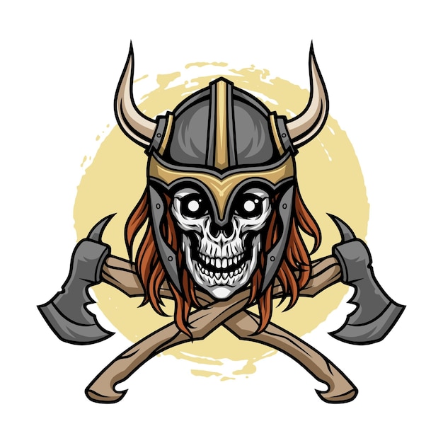 Vector ilustración, cráneo vikingo