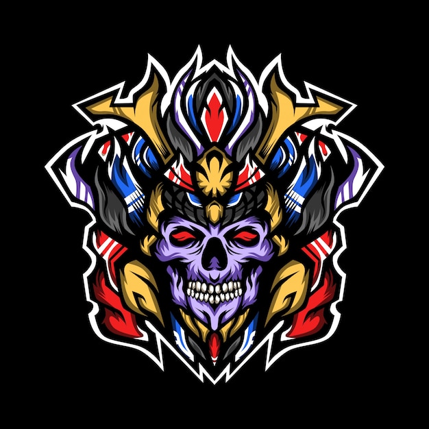 Ilustración de cráneos de príncipe de samurai
