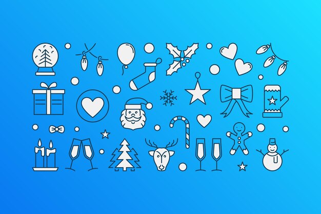 Ilustración creativa colorida de Navidad y Año Nuevo sobre fondo azul