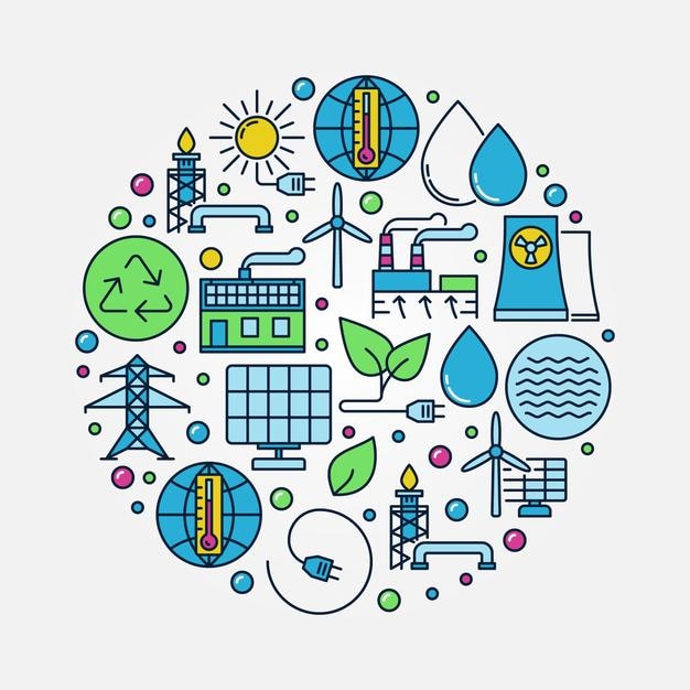Ilustración creativa del concepto de vector circular de energía alternativa