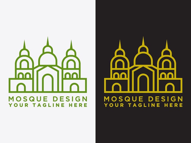 Ilustración creativa Conjunto de mezquitas en estilo de línea Celebración del día islámico