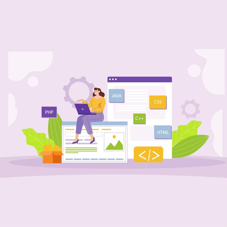 Vector ilustración creativa de desarrollo web para proyectos de codificación y diseño