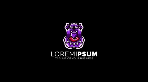 Ilustración creativa del diseño del logotipo de Bull Dog Purple