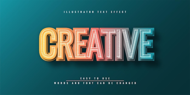 Ilustración creativa efecto de texto editable diseño de plantilla colorida