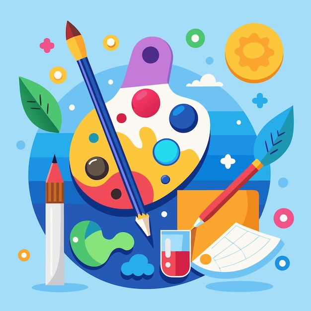 Ilustración creativa del espacio de trabajo Diseño de oficina vibrante con elementos inspiradores