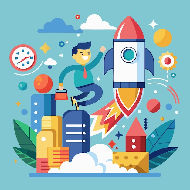 Ilustración creativa del espacio de trabajo Diseño de oficina vibrante con elementos inspiradores