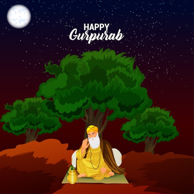 Ilustración creativa feliz gurpurab