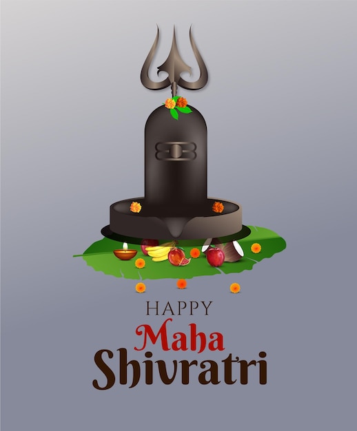 Ilustración creativa de feliz Maha Shivratri de Trishul damru y las flores