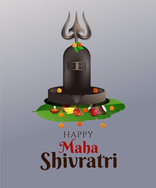 Vector ilustración creativa de feliz maha shivratri de trishul damru y las flores