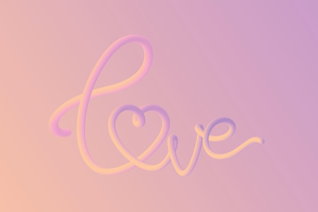 Ilustración creativa de moda con letras 3D Concepto de amor y día de San Valentín Rosa naranja violeta muy peri colores pastel suaves