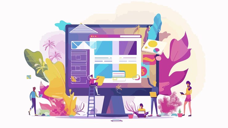Vector ilustración creativa de la página de aterrizaje de diseño web con personas pequeñas
