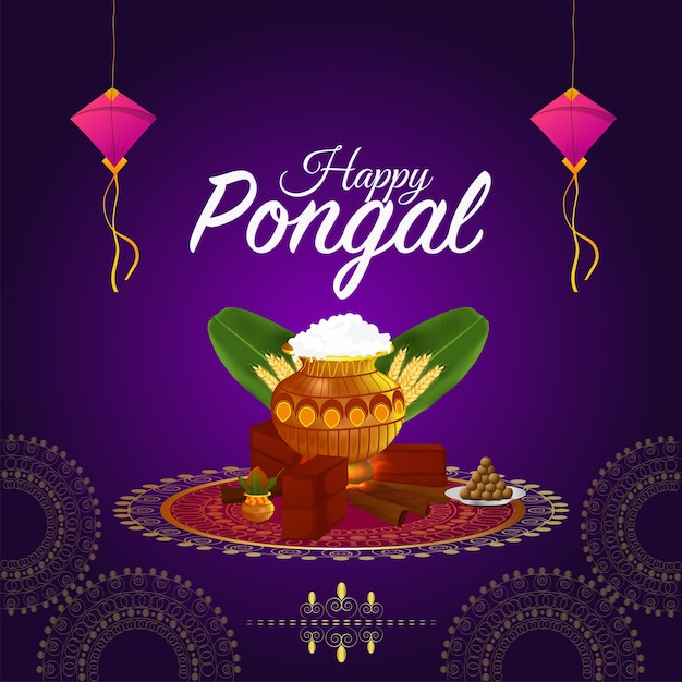 Ilustración creativa realista de happy pongal.