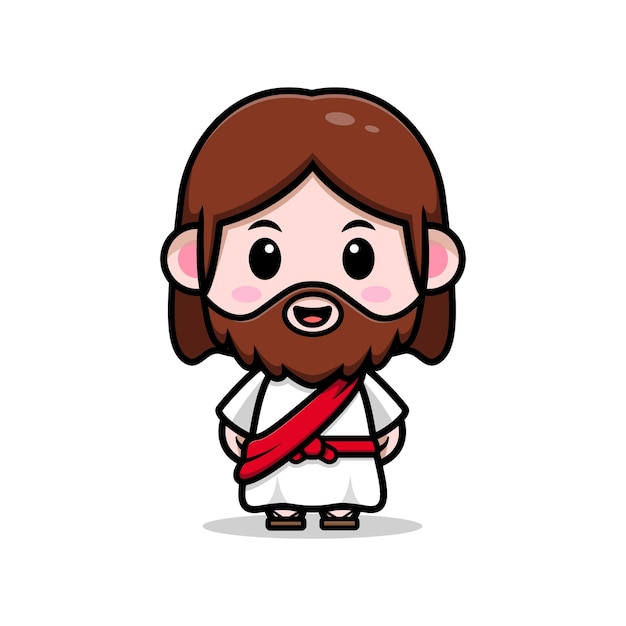 Ilustración cristiana de dibujos animados lindo vector de Jesucristo