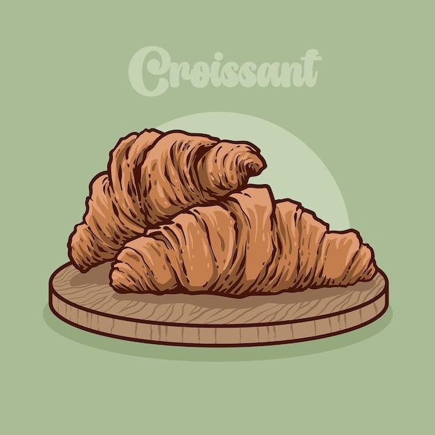 Vector ilustración de un croissant con un vector de montaña.