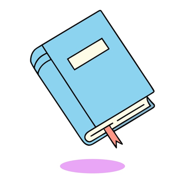 Ilustración de un cuaderno azul con marcador