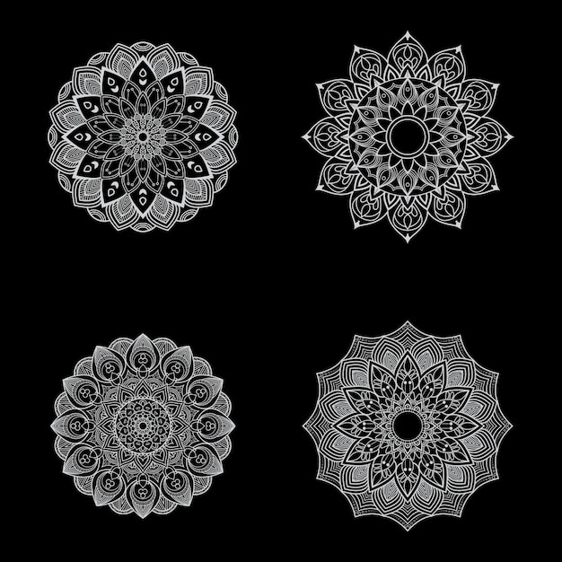 Ilustración de cuatro mandalas de lujo