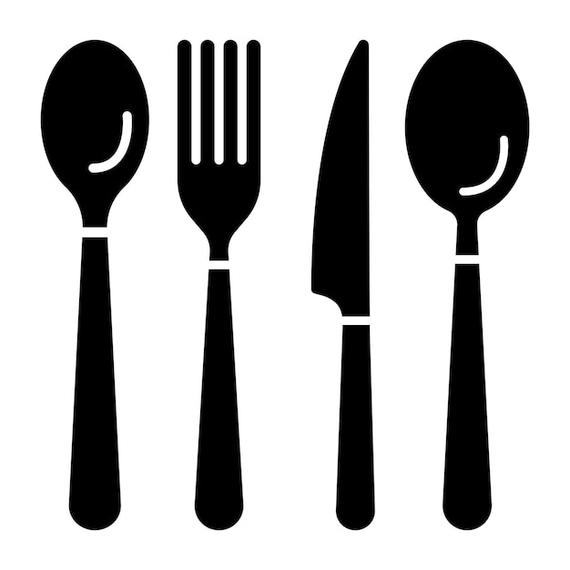 Ilustración de los cubiertos de cuchara, cuchillo y cuchillo