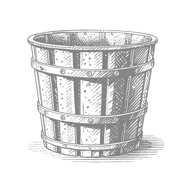 Ilustración de un cubo de madera