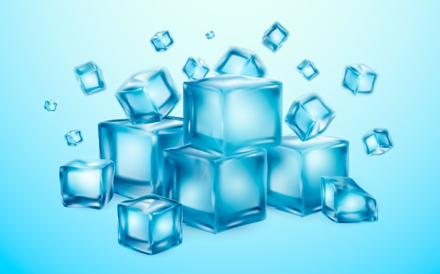 Ilustración de cubos de hielo en estilo realista