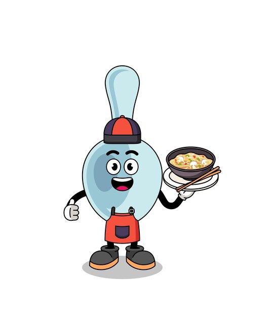 Ilustración de cuchara como chef asiático