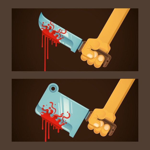 Vector ilustración de cuchillas sangrientas