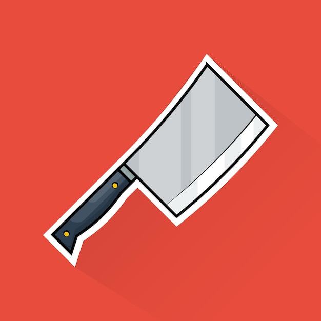 Ilustración de un cuchillo de carnicero de diseño plano
