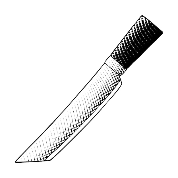 Ilustración de cuchillo dibujada en estilo grabado