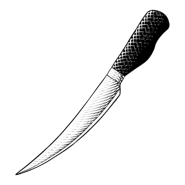 Vector ilustración de cuchillo dibujada en estilo grabado