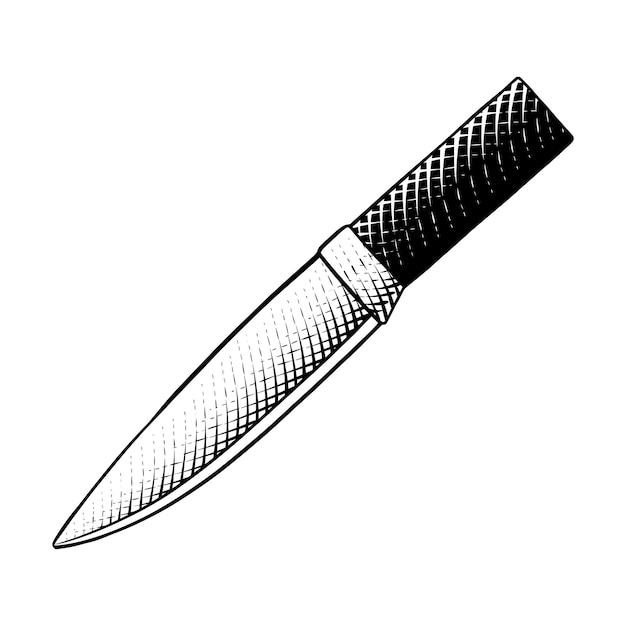 Ilustración de cuchillo dibujada en estilo grabado