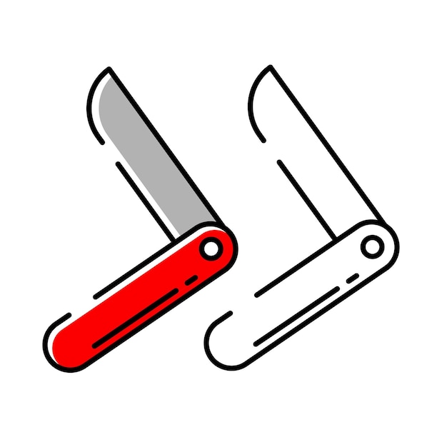 Vector ilustración de cuchillo plegable con fondo blanco icono vectorial de acampada