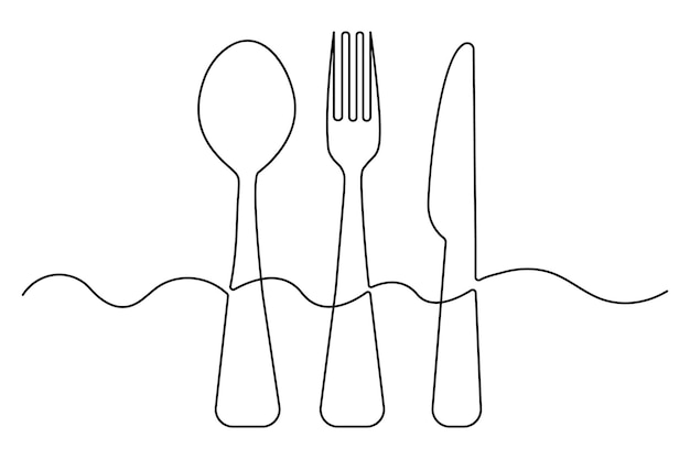 Ilustración de cuchillo y tenedor de cuchara y cuchillo de cuchilla