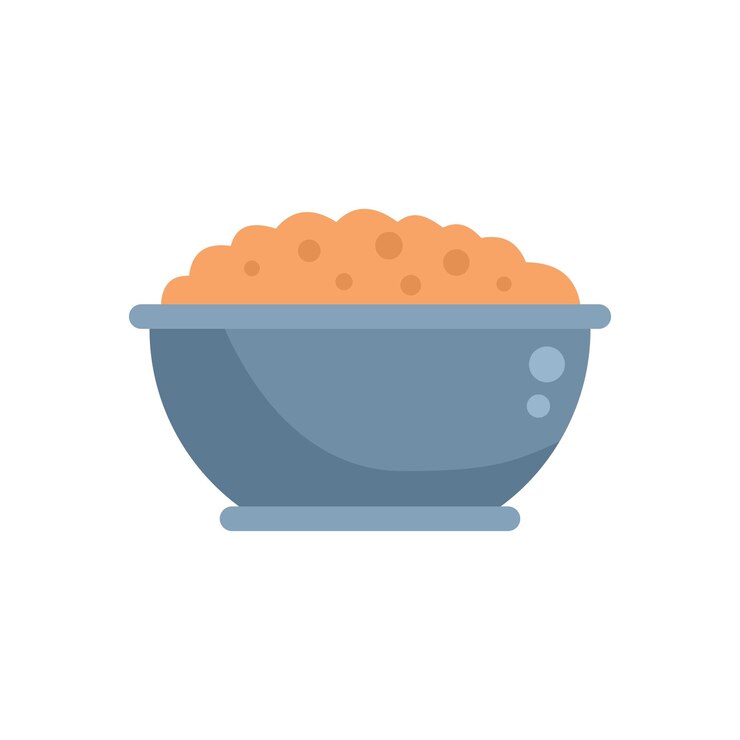 Vector ilustración de un cuenco azul que se desborda con comida quebradiza