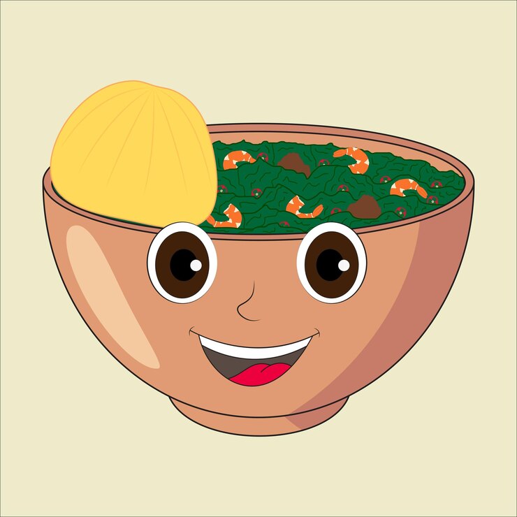 Ilustración de un cuenco de comida africana lindo y delicioso