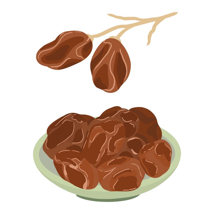 Vector ilustración de un cuenco de dátiles kurma