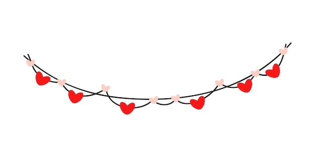 Ilustración de cuerda de corazón Girasoles de bandera de corazón Elementos de decoración para el día de San Valentín
