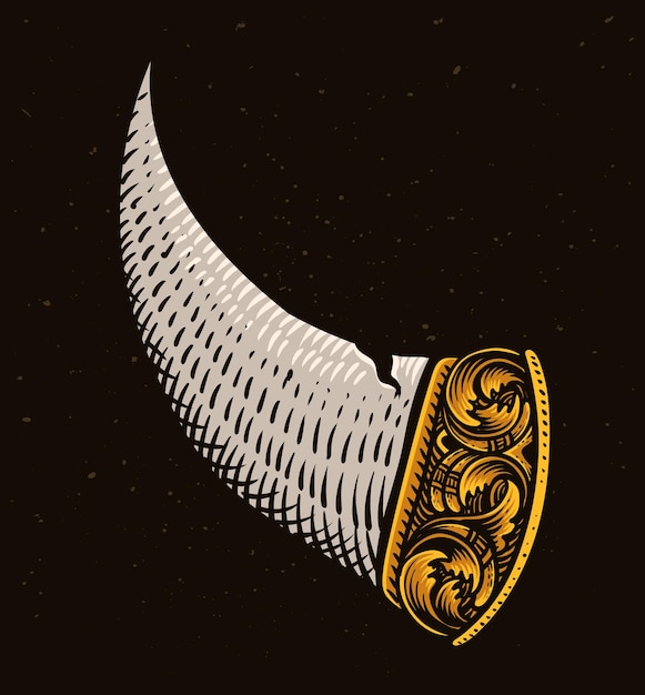 Vector ilustración de un cuerno vikingo con estilo de ornamento grabado