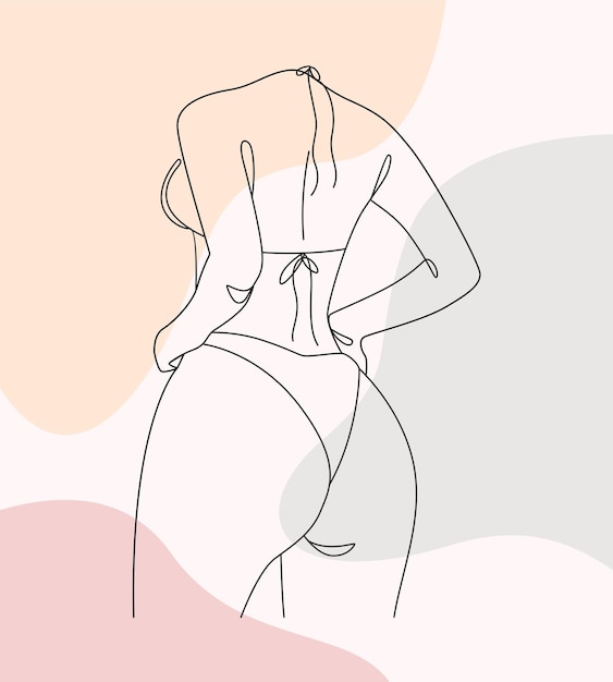 Ilustración de un cuerpo femenino sexy estilo de una línea a