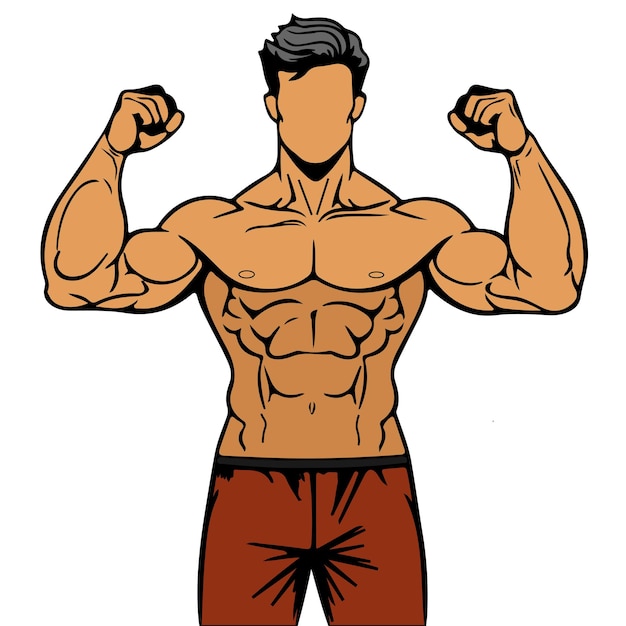 Ilustración del cuerpo muscular delantero