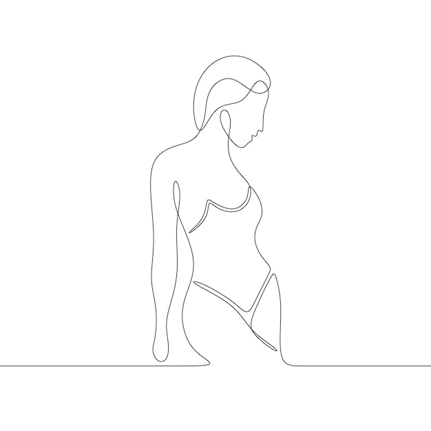 Ilustración cuerpo sexy mujer dibujo continuo arte de una sola línea